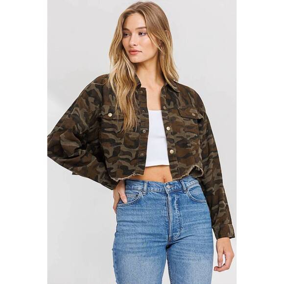 BETTER BE Jackets & Blazers - NEW BETTER BE corduroy crop jacket in camo